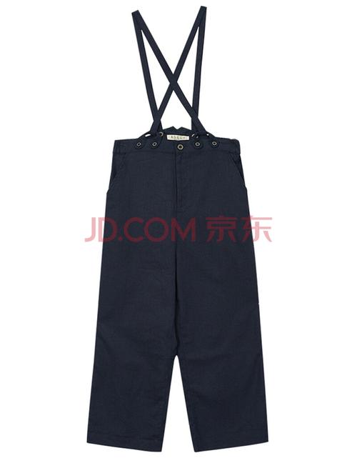 美特斯邦威背带裤女夏季时尚简约甜美可爱棉麻背带裤女 深蓝组 165