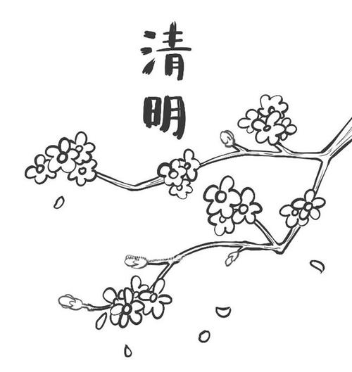 清明节桃花主题简笔画图片