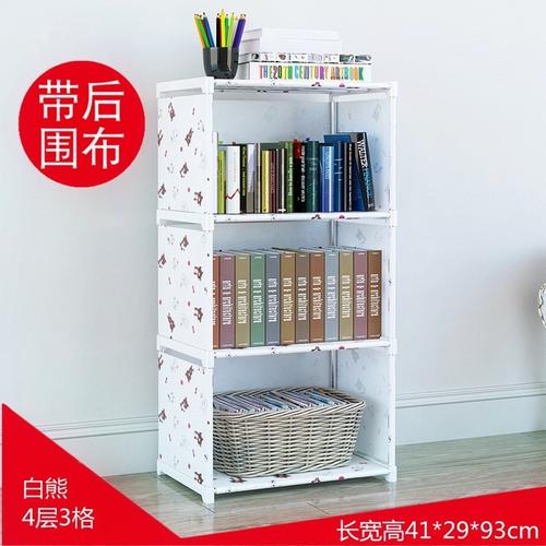 热销折叠书架落地_简易塑料书架置物桌上组装学生桌面收纳落地布书柜