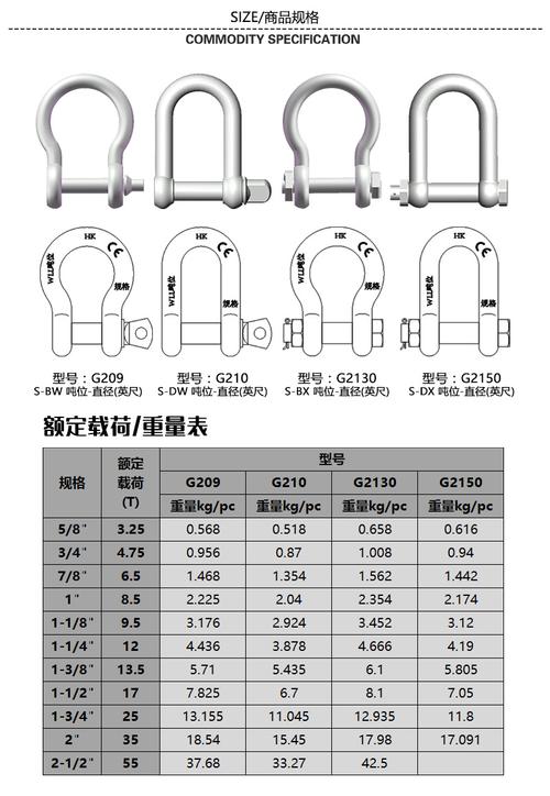 美式弓型d型卸扣 高强度起重吊装锁扣 链条索具工具连接扣