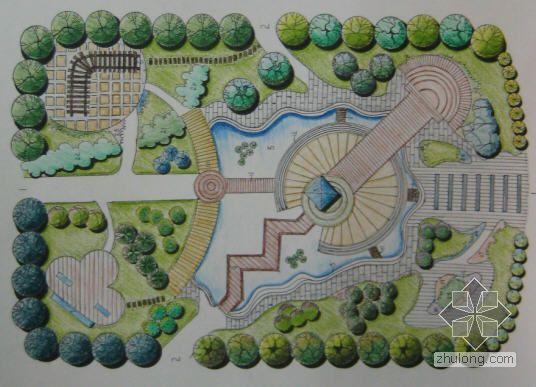 [学生作品]居住区中心组团绿地景观设计方案免费下载