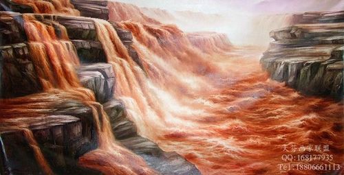 手绘油画 黄河风景油画 会议室 酒店装饰配画 家居客厅**.