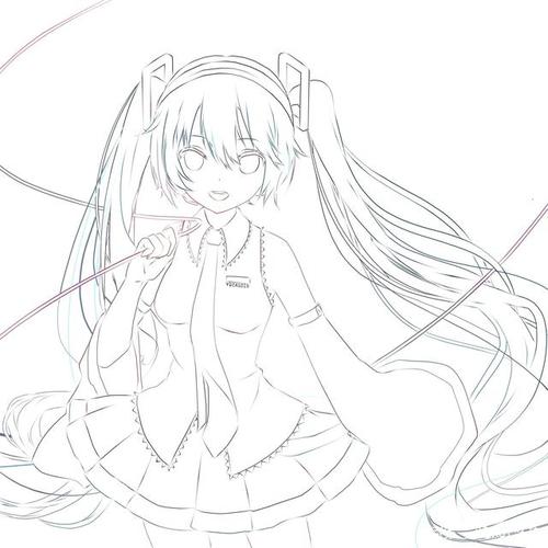 初音未来手绘线稿 临摹涂色的最佳选择