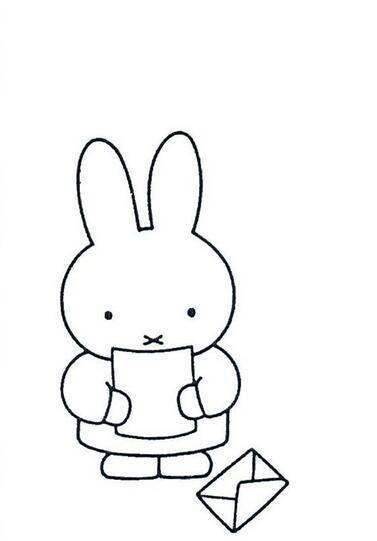 卡通动漫简笔画作品之读信的米菲兔