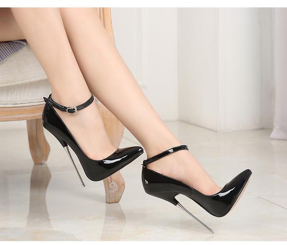 性感变装大码男士超高跟鞋恨天高16cm金属细跟尖头伪娘情趣sm女鞋热销