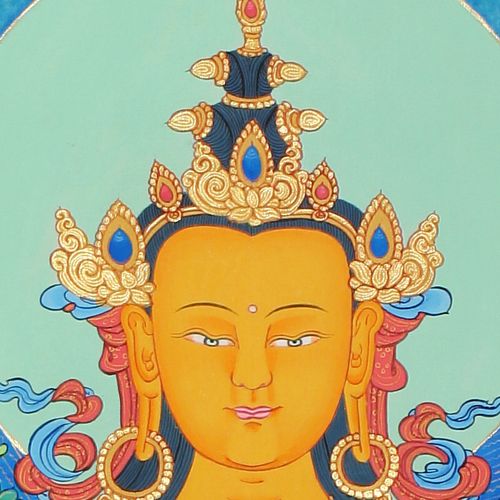 净土结庐 藏传佛教唐卡手工彩绘 弥勒佛 20140125-116