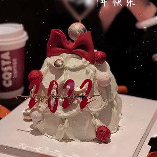 小红书新年许愿树草莓塔蛋糕2022亚克力情人节红色许愿球蝴蝶结