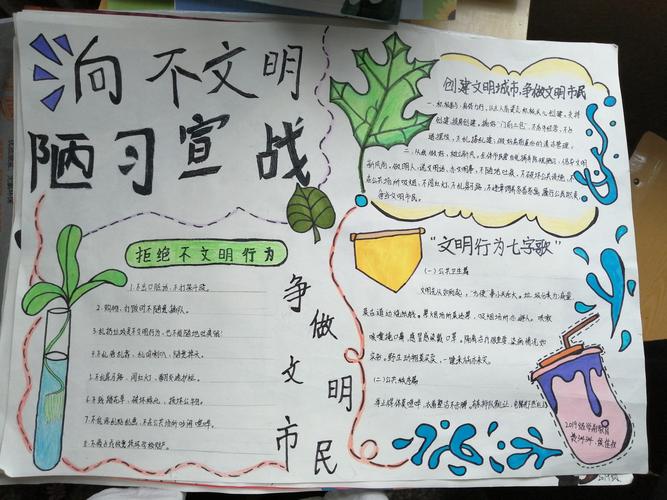 "拒绝不文明陋习,向不文明行为宣战"主题活动(二)2019级学前教育作品