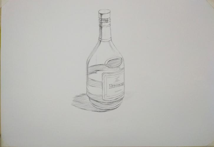 素描洋酒瓶步骤图