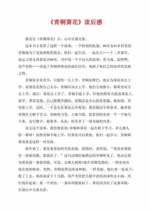 《青铜葵花》读后感(共4页)2200字.docx