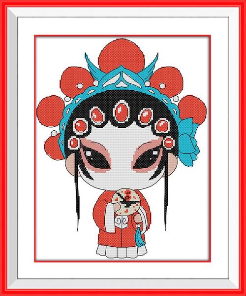 新款十字绣卡通中国戏曲人物花旦好看卧室走廊挂画印花布棉线初学