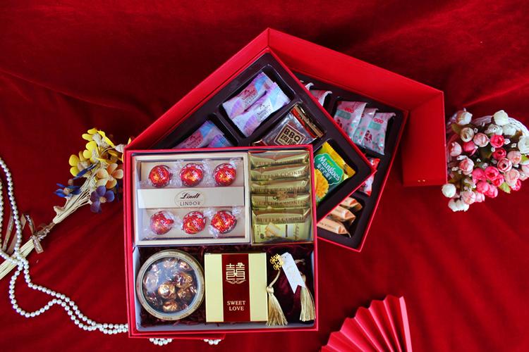 创意中式喜糖喜饼礼盒成品喜事结婚提喜庆中国风复古回礼伴手礼红色1