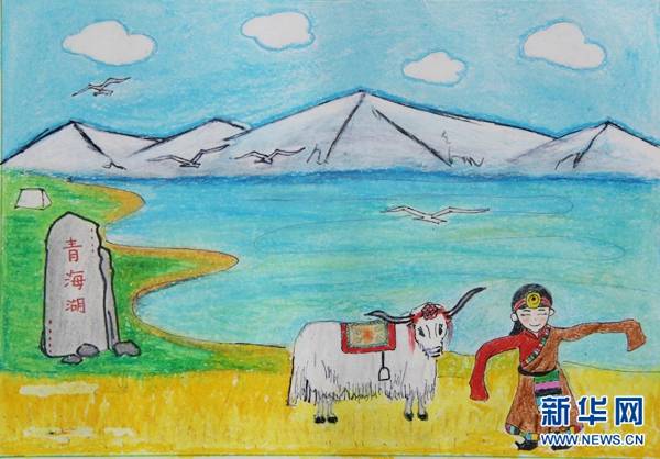 小学生手绘的青海湖,画风太美好~快来围观!
