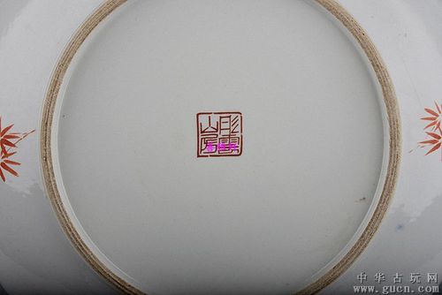 古玩古董古瓷器民国粉彩彤云山房款福禄寿大盘