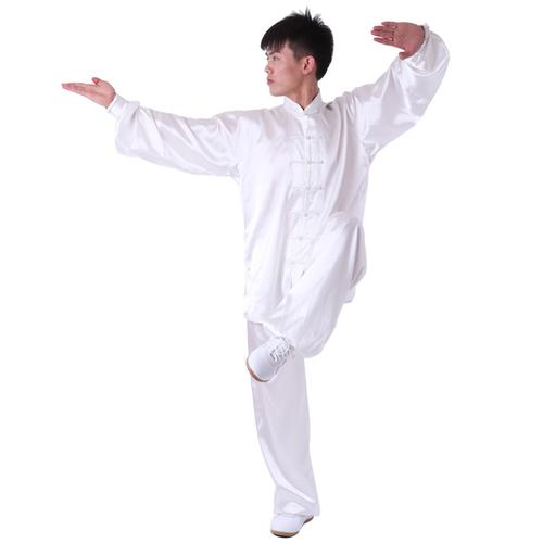 雅鑫健体 弹力纺丝中式立领对襟太极拳服装练功服 白色 款式不分男女