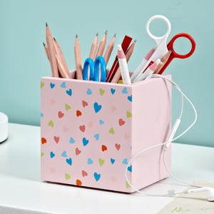 儿童彩色爱心卡通笔筒 创意木质书房装饰储物笔插 欧式个性小摆件