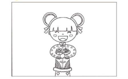 过年啦儿童线描画创作步骤