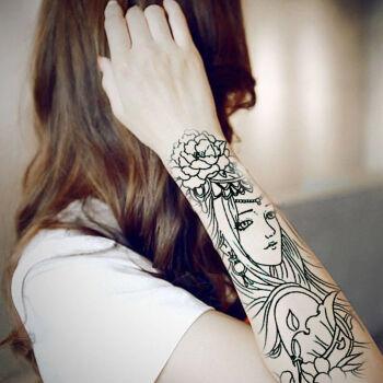 落泪艺半臂纹身贴男女防水ins风仿真社会清新霸气个性