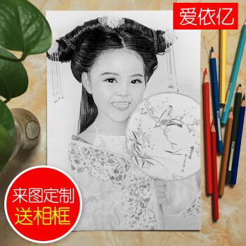 素描画像彩铅画纯手绘照片真人代画定制人物头像人像肖像画铅笔画生日