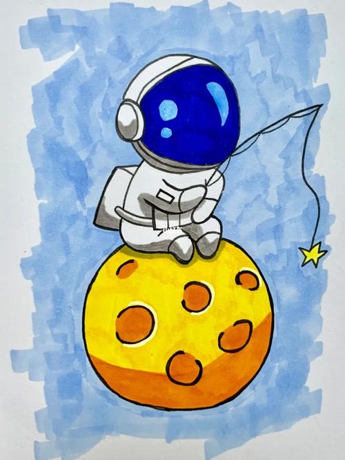 宇航员马克笔简笔画|马克笔手绘day5_马克笔_简笔画_手绘_宇航员_吴竹