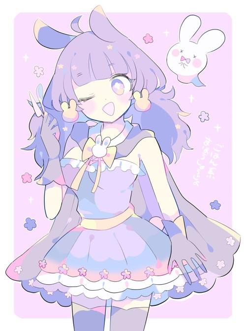 可爱动漫卡通人物软妹粉色壁纸插画背景图twitter pixiv