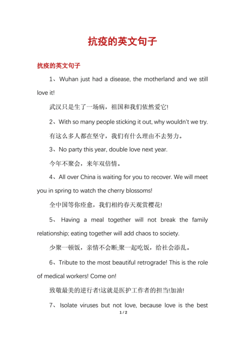 抗疫的英文句子.docx 2页