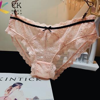 高端eyeeck欧美性感舒适蕾丝内裤女诱惑无痕包臀透明中低腰三角裤纯棉