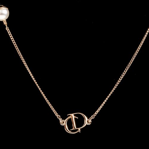 dior(迪奥) cd logo/白色珍珠装饰合金材质项链