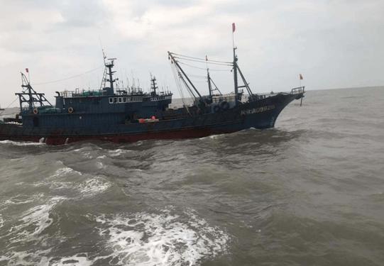 嵊泗新闻网丨县海洋与渔业局在禁渔线内查获一对双拖网渔船