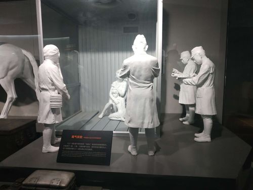 细菌实验展厅展示了日本侵略者把活人当作标本实验,进行细菌