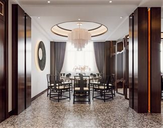 新中式包间装修效果图3d模型下载