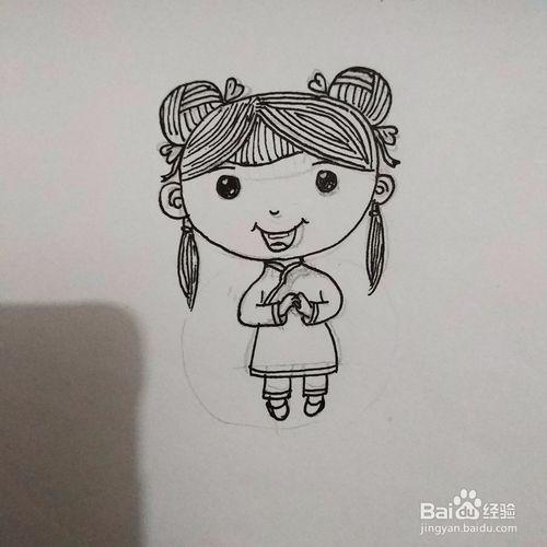 简笔画20:q版新年小姑娘画法
