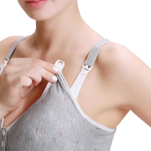孕好时光 哺乳文胸 孕妇内衣 前开扣喂奶文胸 上开扣 w215003灰色印花