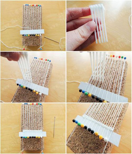 用自制工具手工编织迷你挂毯的制作方法