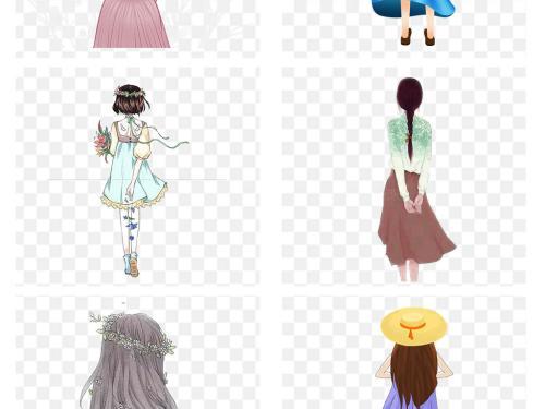 女孩背影图片手绘简单