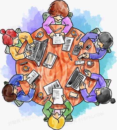 关键词:圆桌办公会议思考手绘图精灵为您提供矢量一群办公的人免费