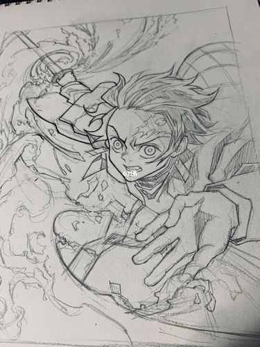 鬼灭之刃炭治郎手绘_鬼灭之刃_手绘_文化_绘画