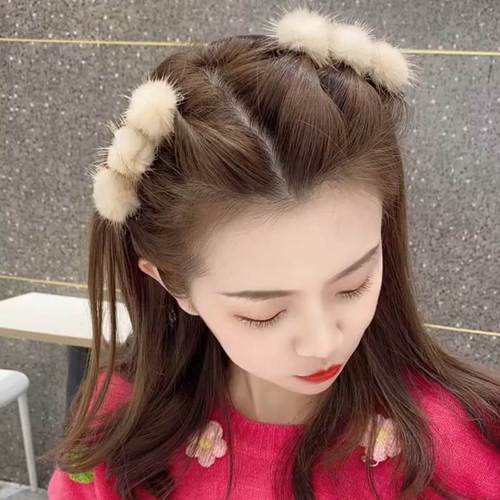 0-9岁七八九6-12个月十5秋冬毛毛球编发神器发夹侧边碎发编发夹发