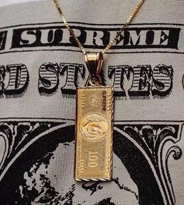 独家完美现货#supreme 100dollar gold pendant reme美元美金项链