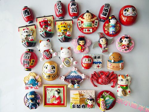 创意仿真日本旅游纪念品东京富士山风景建筑立体树脂磁性冰箱贴饰_7折