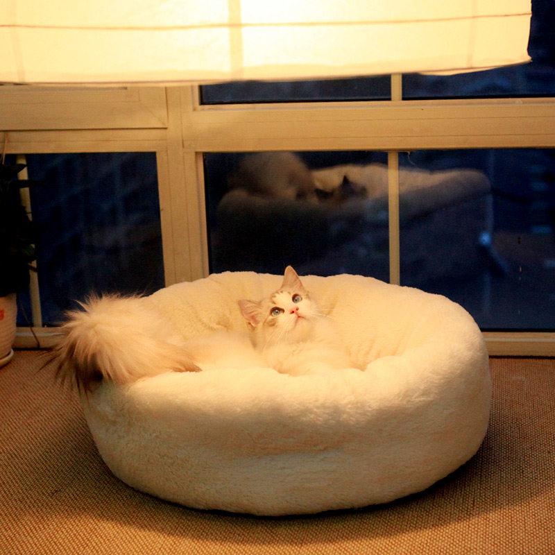 柔软毛绒冬天猫窝深度睡眠猫床猫窝猫睡袋网红猫咪窝猫窝冬季保暖