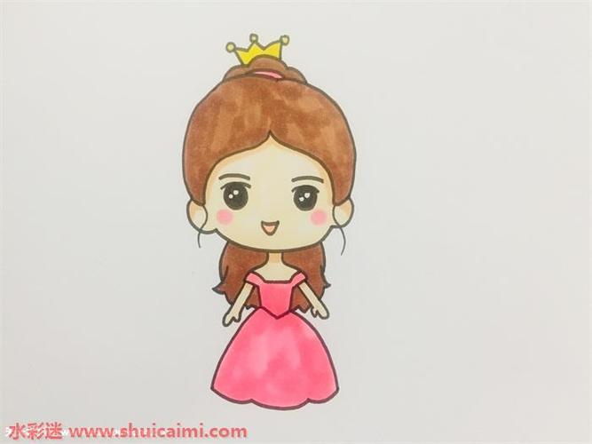 1,先画出公主的中分发型,丸子头和小小的皇冠.