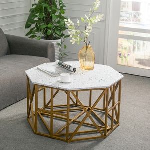 北欧风格人造大理石茶几办公室客厅接待洽谈现代八角形石英石茶桌