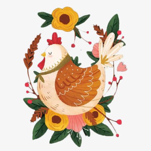 卡通母鸡孵蛋