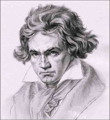 如下,贝多芬的头发素描要怎么画呢?