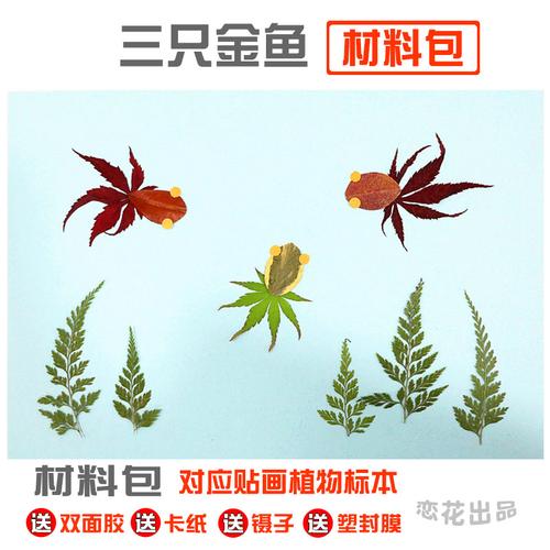 树叶贴画手工胶水树叶贴画真植物标本材料包幼儿园儿童手工作业亲子