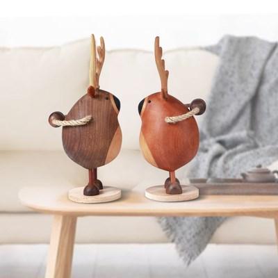 实木玩偶创意原木家居n摆件手工艺品新婚礼物成对创木工房