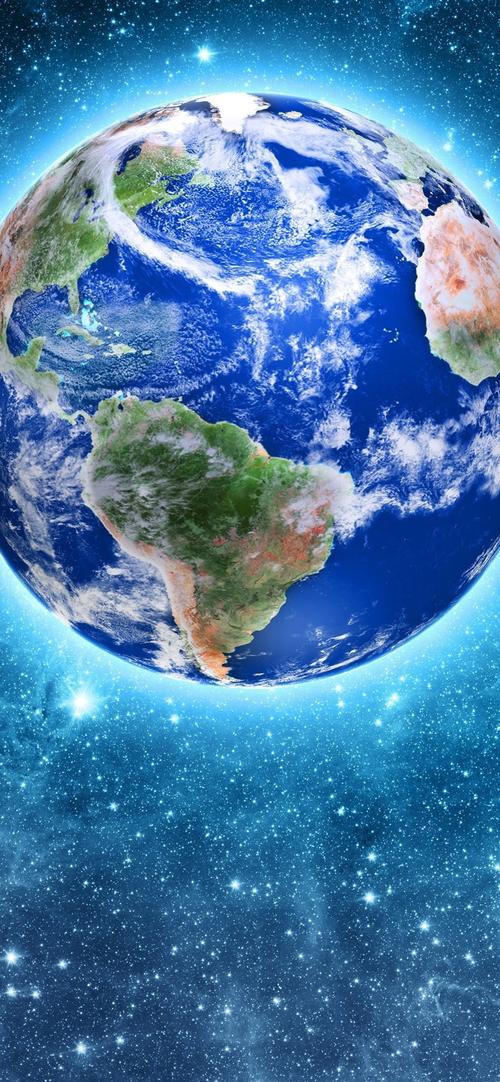 我们美丽的星球,地球,发光,星星,太空 iphone 壁纸