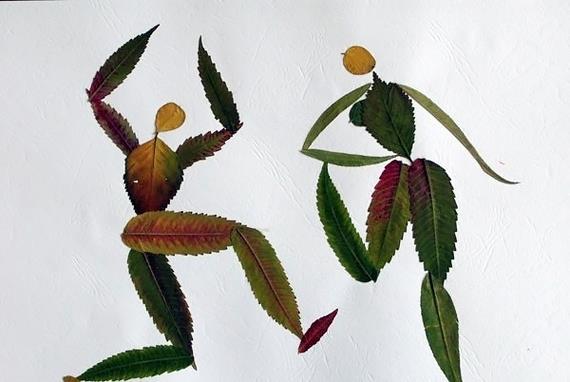 中班树叶图画 用树叶制作对称的图画