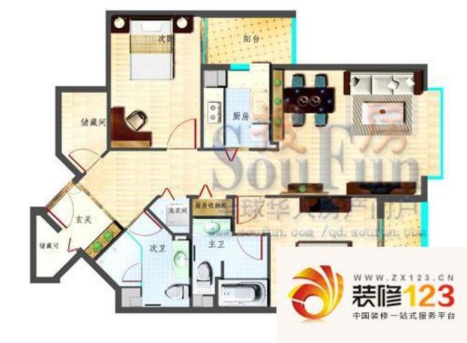青岛崂山国际花园崂山国际花园户型图c-3户型图 2 .